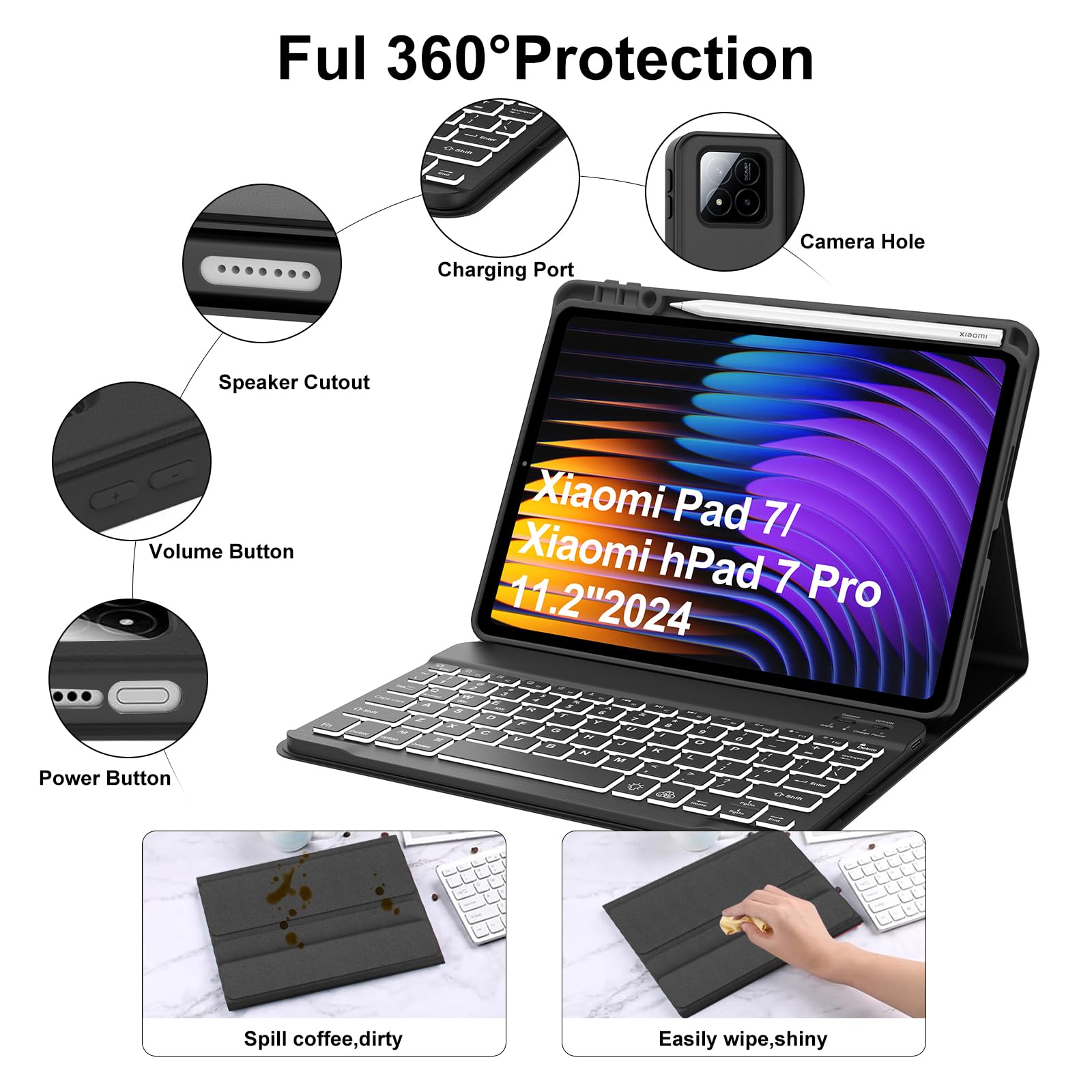 Amazon.com: Keyboard Case for Xiaomi Pad 7/ Pad 7 Pro 11.2 Inch, 7